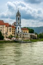 Vertical view of the picturesque DÃÂ¼rnstein, a small town on the Danube River.